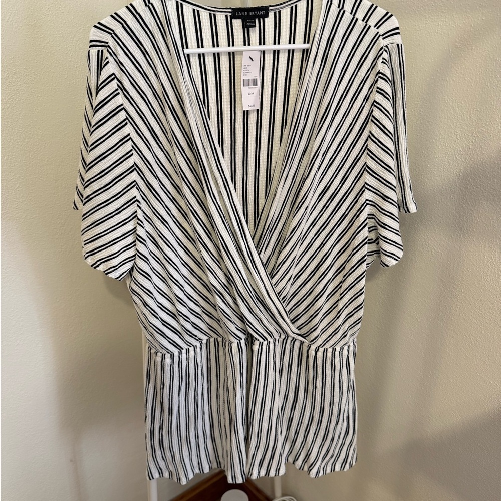 Lane Bryant Black and White Striped Blouse